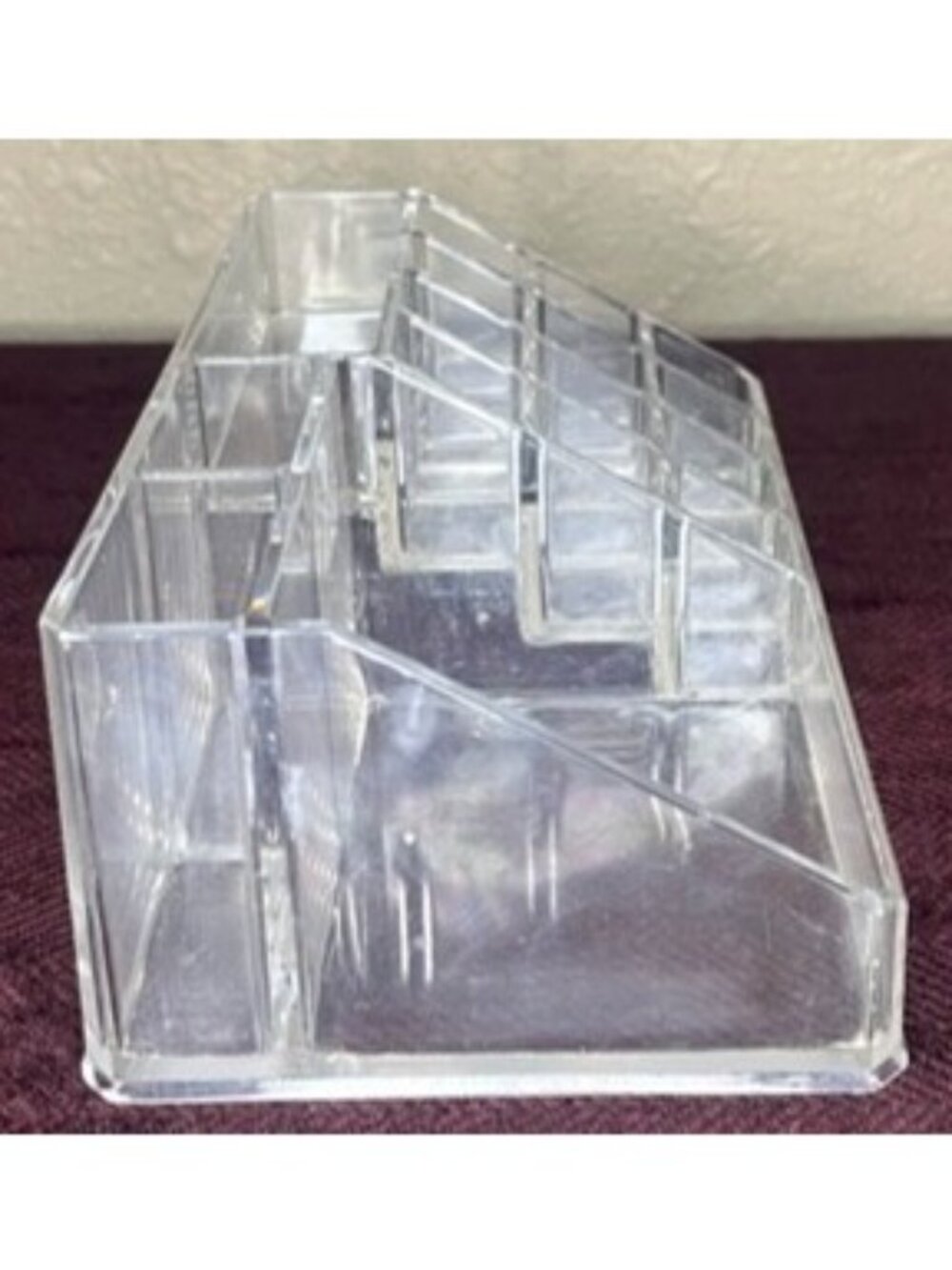 Clear Acrylic Multi-Compartment Makeup Organizer Rectangular Bin Storage Vanity - Picture 7 of 15